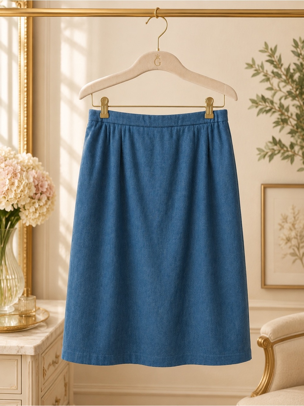 Vintage Pendleton Blue 100% Virgin Wool Pencil Skirt Size 16 Made USA